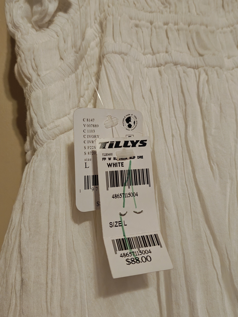 NWT Free People FP One Delia Slip Dress Women's Large Ivory V-Neck Boho Fairy - Picture 12 of 14